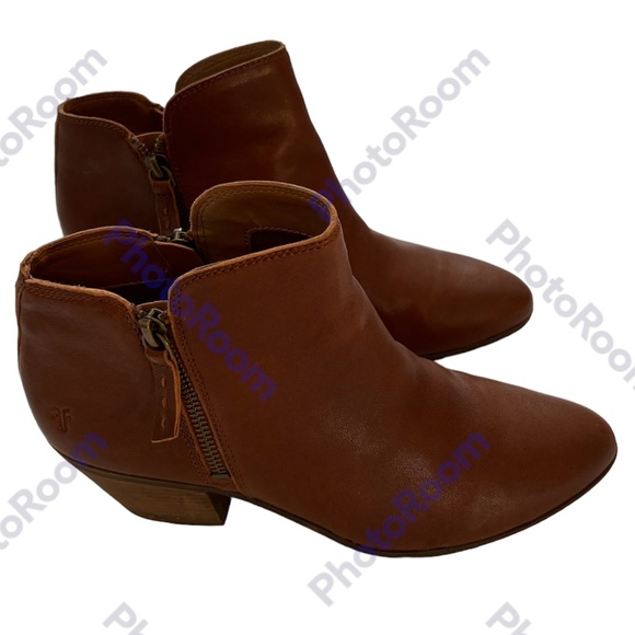 Frye Judith Leather Ankle Boots in Whiskey Leather Brown Size 9 - Picture 3 of 7